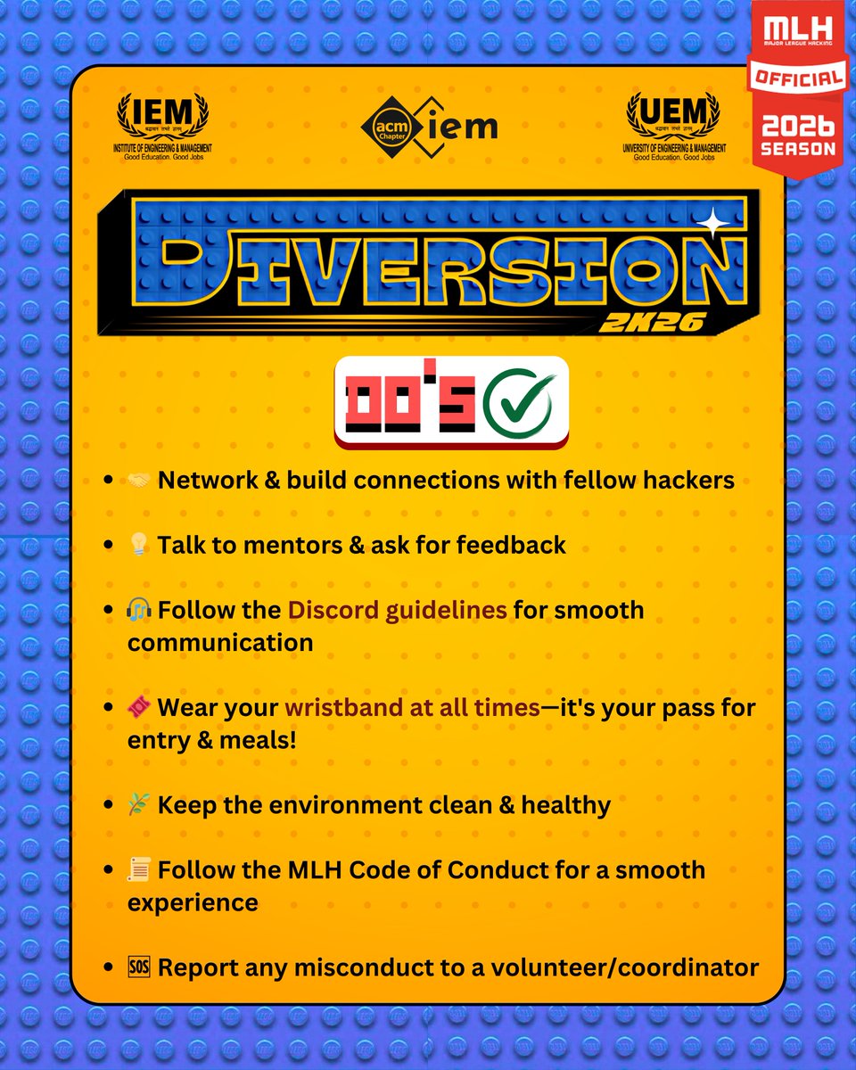 Diversion2K27's tweet photo. These are the Do's for tomorrow.
See y'all soon
.
.
#diversion2k26 https://t.co/wG0yrJE4sX