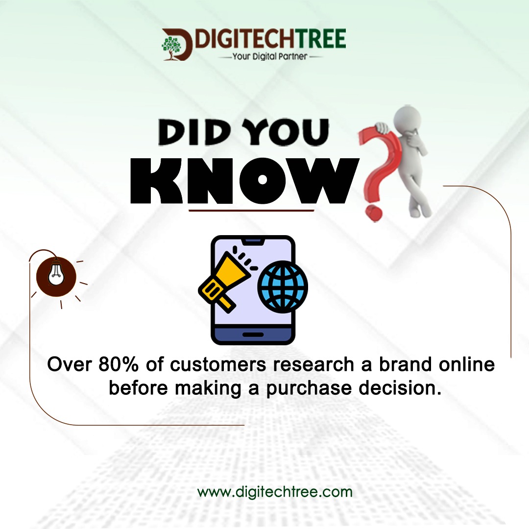 DigitechTree15's tweet photo. Did you know? 🤔

Over 80% of customers research a brand online before making a purchase decision.

If your business is not visible online, you are missing potential clients every single day.
 
#DigitalMarketing #OnlinePresence #DigitechTree #GrowYourBusiness #BrandAwareness https://t.co/LETH1itLSf