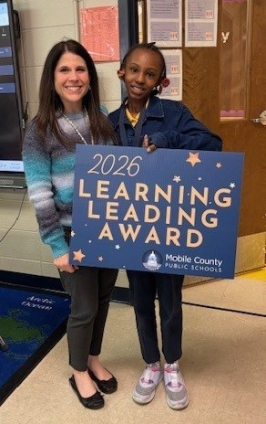 We are proud to recognize Laurynn Diggs, who is in Mrs. Green’s 3rd-grade classroom, as this year's Learning, Leading Award winner at Indian Springs Elementary! Laurynn consistently demonstrates leadership in the classroom and school community.
