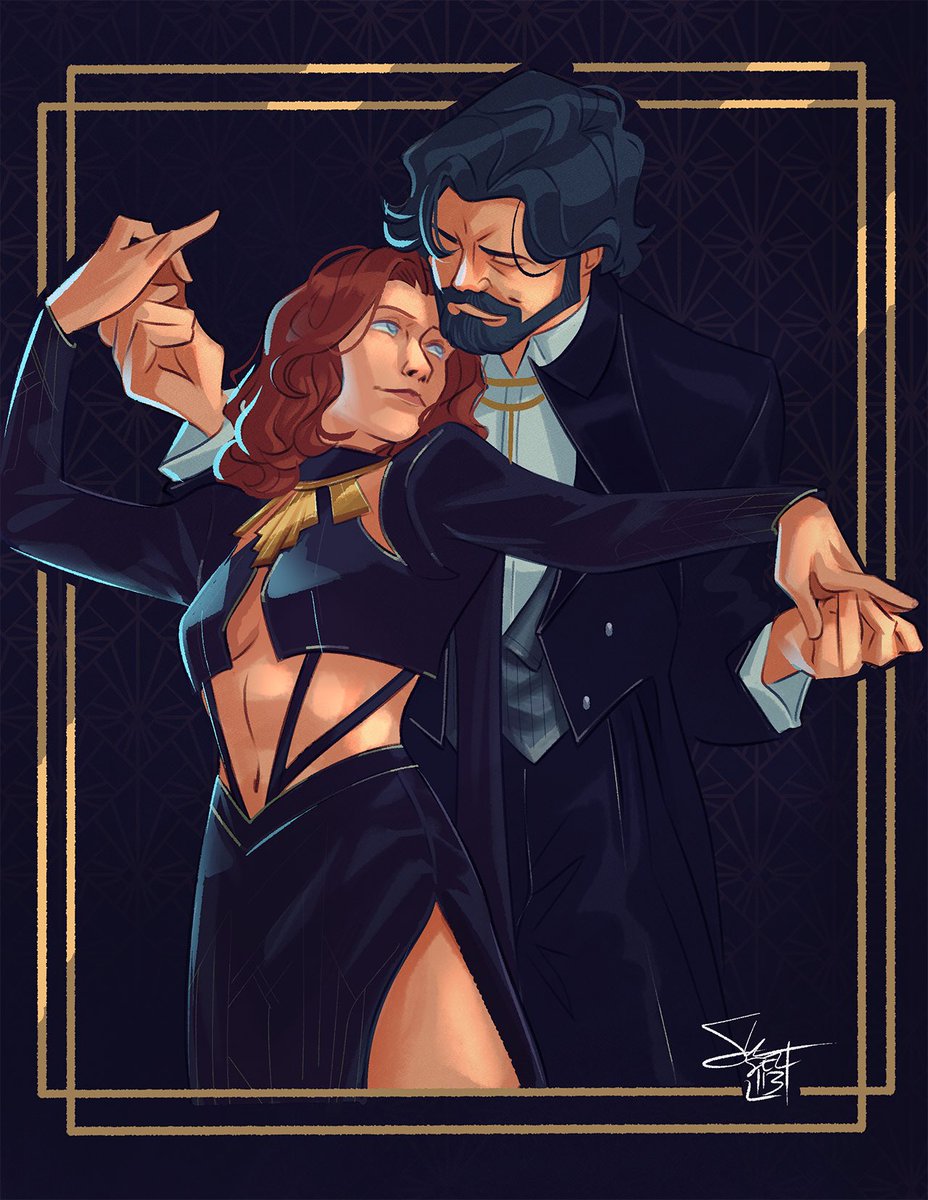 comickergirl's tweet photo. Young Aline &amp; Renoir, based on a Leyendecker Arrow Collars ad. This one’s been on my blog for a bit, but I haven’t posted it elsewhere b/c it’s a little outside my usual, uh, style? Subject matter? ^^; Was fun to work on tho, and I like how the colors turned out! #Expedition33 https://t.co/em0UabgzgH