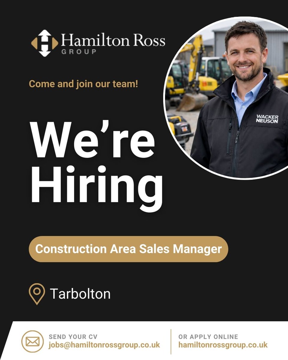 hamrossgroup's tweet image. We are looking for a Construction Area Sales Manager to join the team at our Tarbolton depot! 🤩

Apply today: bit.ly/4aQXmGb

#HamiltonRossGroup #Hiring #ConstructionSales