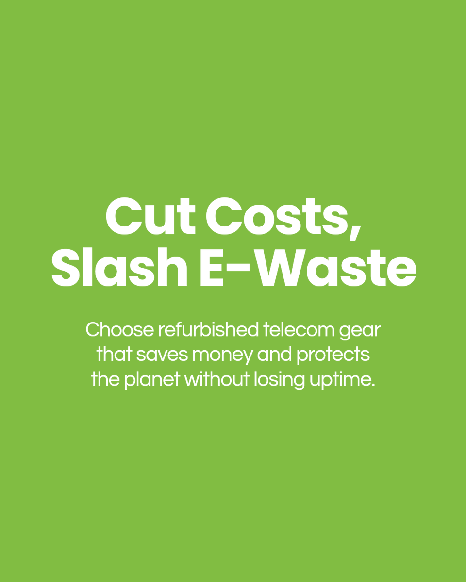 Run_DLJ's tweet photo. Refurbished telecom gear saves, on costs while cutting e-waste. It's a smart, eco-friendly choice that doesn't sacrifice reliability or uptime. Ready to upgrade sustainably and save? Ask us how! #Uptime #Smart #Reliability #Upgrade https://t.co/KuQDsEbzzI