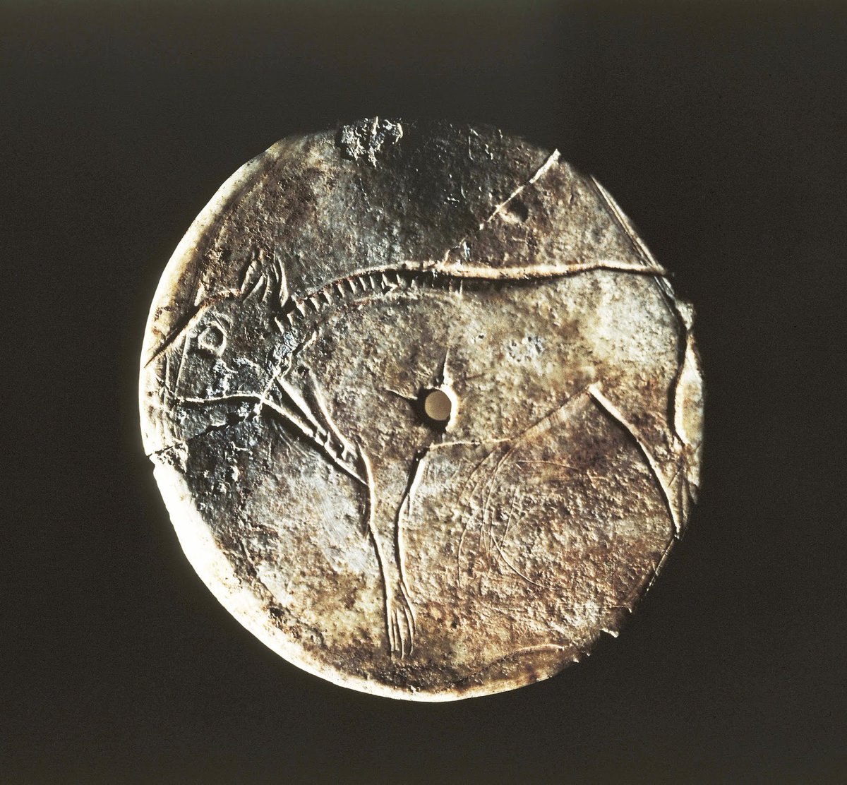 RealPreCinema's tweet image. For instance, a sandstone plaque and some bone disks showing images on both sides, with holes where strings might have been attached.

If their hypothesis is correct, Dr. Paris was scooped by thousands of years.