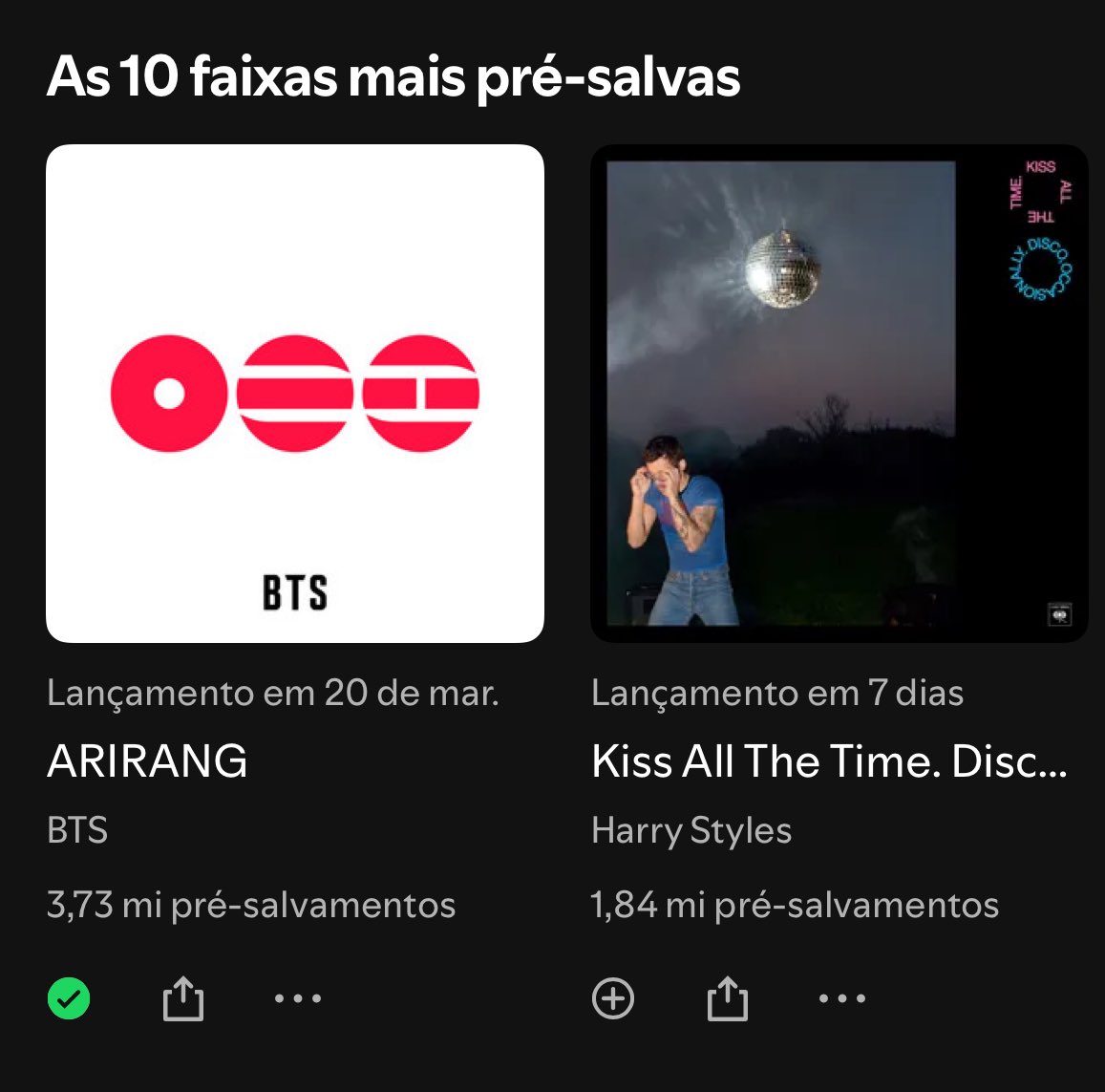 BTSProjectBR's tweet photo. ARIRANG ultrapassou 3,73M(+40 mil) de pré- saves! 

BARMY LEEEEEEEEEEE🔥🔥🔥😭 

PRE SAVE EM ARIRANG
#PreSaveEmARIRANG https://t.co/OXOKZGvvqI