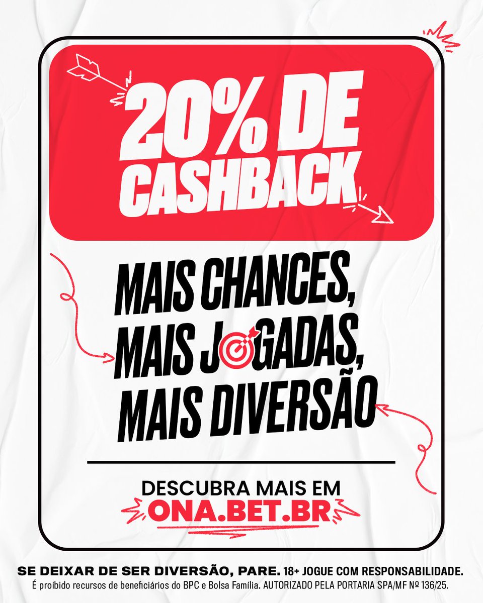 🚨Aviso importante: sua sorte pode voltar pra você!

Com o nosso Cashback de 20%, você pode ter a parte do valor de volta em saldo não recuperado ⬅️

Clique e jogue os melhores games aqui:

go.ona.bet.br/visit/?bta=121…

*Confira o regulamento

#JogueComResponsabilidade 18+