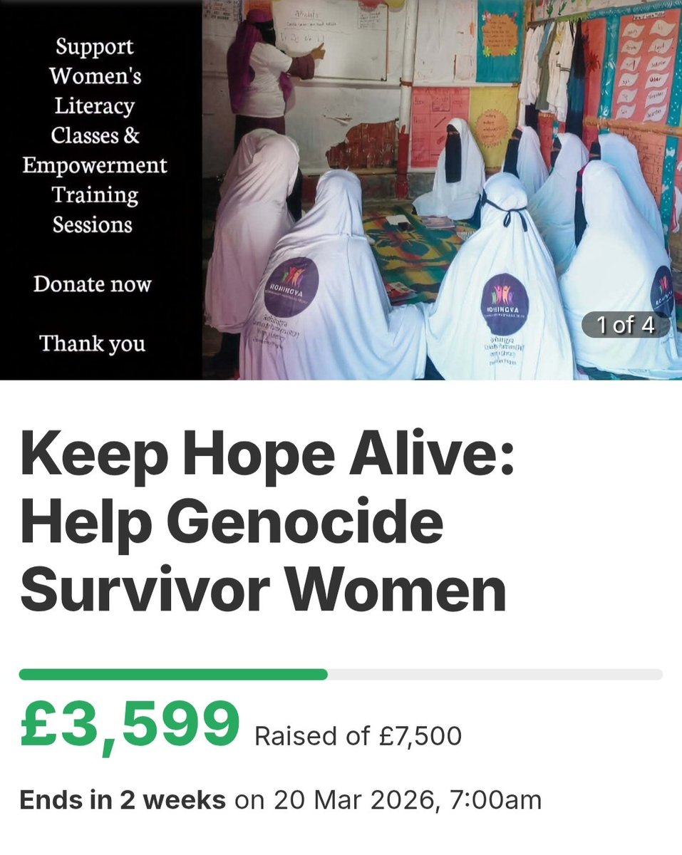 Shah Alam, a Rohingya genocide survivor, died in the USA after facing serious language and support barriers.

We Rohingya fled to seek safety after the genocidal attacks carried out by the Myanmar military.

Please help us educate and empower our women.

chuffed.org/project/155847…