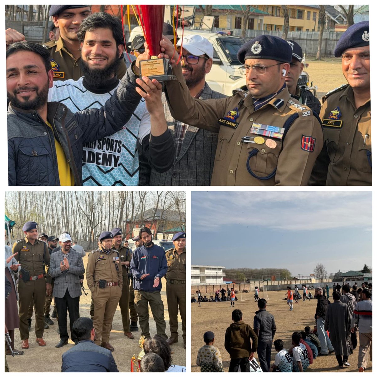 BandiporaFirst's tweet photo. Bandipora Police concluded the Football Tournament at Sports Ground Hajin under the CAP.SSP Bandipora, felicitated winners and participants and urged youth to channel their energy into disciplined sports, steering away from drug abuse. https://t.co/k1tDDDrIo8