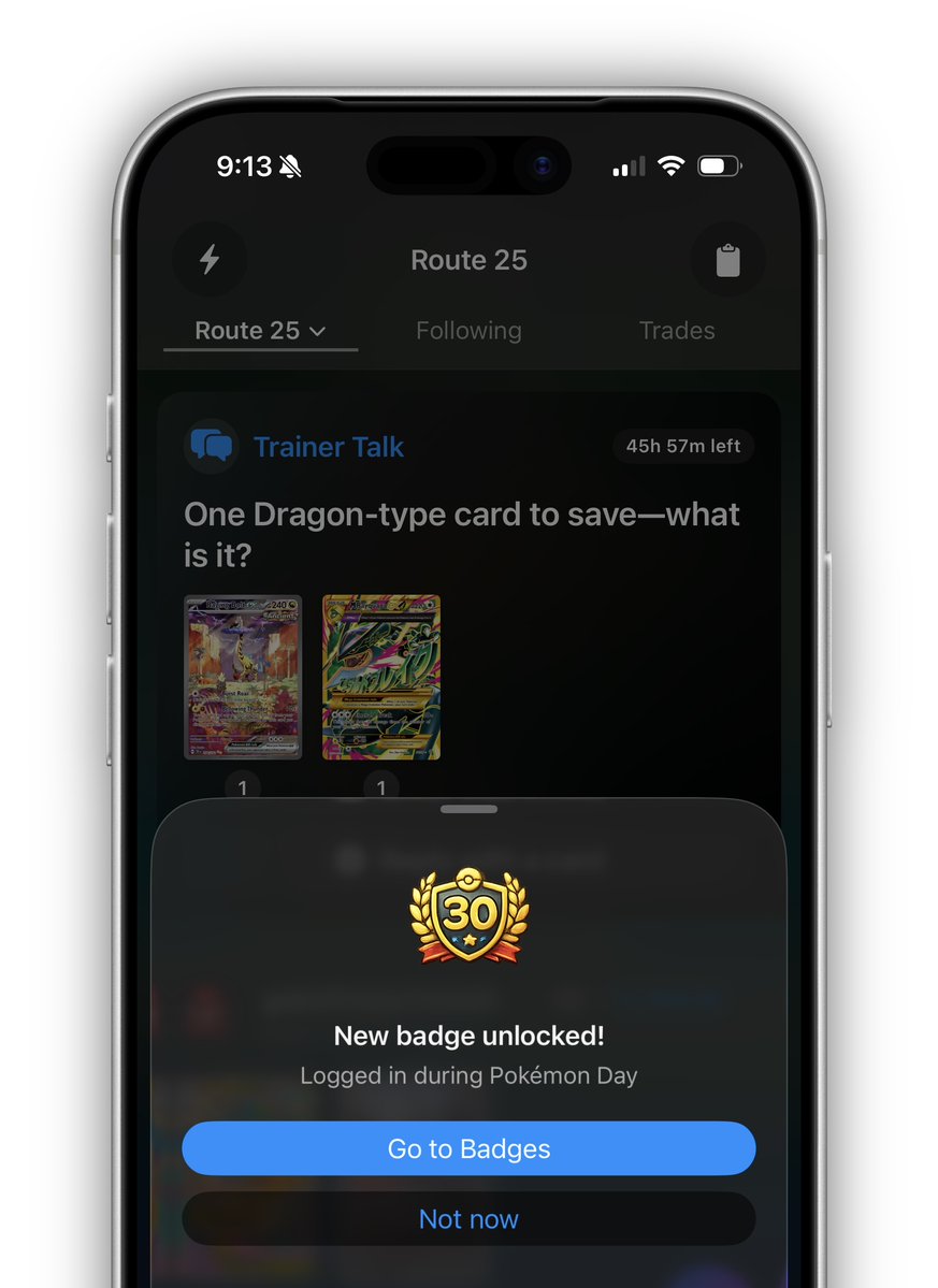 Limited time only!

Login on Route 25 to claim your #Pokemon30 badge!