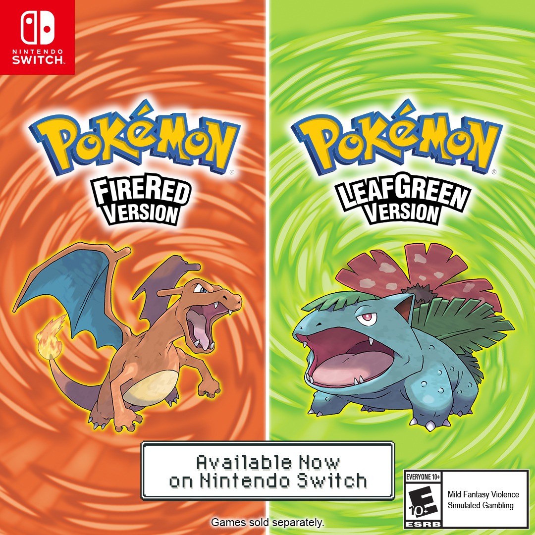 The Pokémon FireRed Version and Pokémon LeafGreen Version games are available now as download-exclusive titles on Nintendo Switch!

Play today: ninten.do/6017Qbf0c