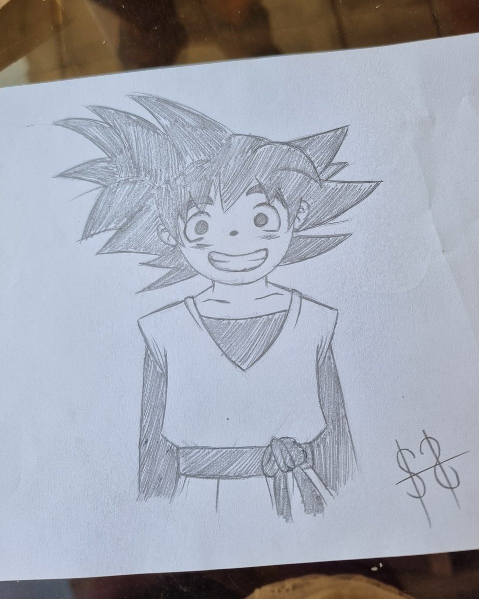 TheCrownSmith's tweet photo. Haven't been drawing in years but I decided to draw a bit here in Chile, I drew Goku for the first time for a younger relative! He loved it but he's 6 so he already doodled a bit on it to make it "better", good thing I took a pic first😂 He's the sweetest tho I'm gonna miss him🥺 https://t.co/v8z9mWBG95