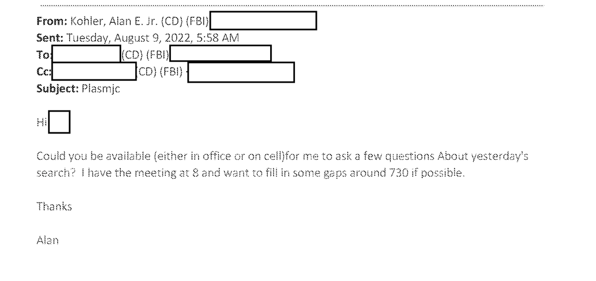 🚨Here it is.

New documents just released by the FBI prove what I said all along. 

Alan Kohler, FBI Assistant Director for counter-intelligence, organized the Mar-a-Lago of the President's home, and ran the President Trump "Classified Documents" case (FBI codename PLASMIC ECHO)