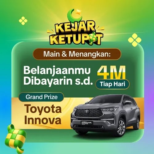 Hai, yuk bantu kumpulin ketupat!

Main Kejar Ketupat di Tokopedia, dapetin voucher belanjaan dibayarin (hingga 4M/hari) &amp; kesempatan menang grand prize.

Klik link ini, siapa tahu dapet voucher 30rb! 👉  tokopedia.onelink.me/2ZX3/83dbijzd