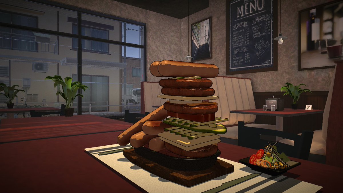 Mochimochi1315's tweet image. 【BAKUMORI Dining 本日の超スペシャルメニュー 🍔🍜🥩🥞】

・超絶タワー・ジャンボバーガー

・チャーシューメンマラーメン 麺ナシナシ

・ステーキピラミッド～雑にソーセージを乗せて 

・フルーツパラダイスリアル爆発パンケーキ

皆さまのお越しを、心よりお待ちしております
#爆盛食堂