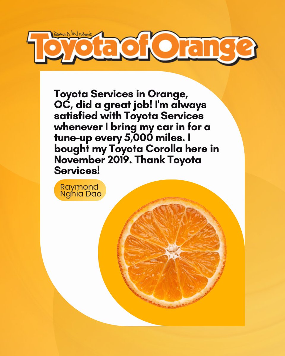 ToyotaOfOrange's tweet image. A big thank you to Raymond for choosing Toyota of Orange to service your car every 5K miles! It’s always a pleasant surprise when you show up, and we truly appreciate your trust and loyalty. 🧡🚗

#CustomerAppreciation #ToyotaofOrange #ServiceYouCanTrust #5KMileService