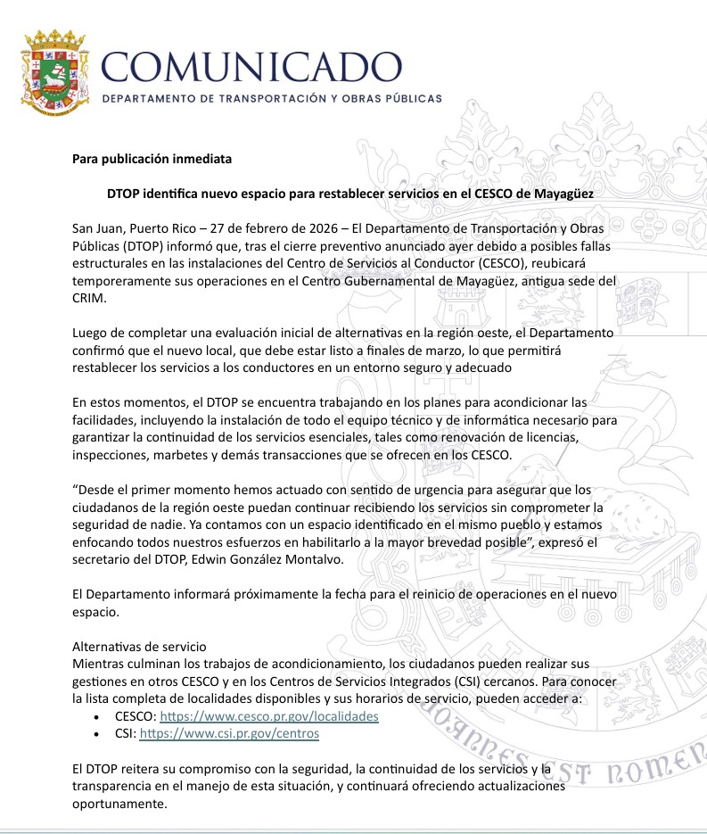 Autoridad de Carreteras y Transportación (ACT) tweet media