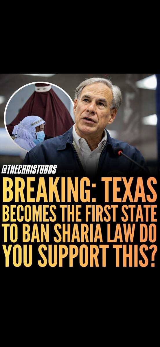 The_BeckhamNY's tweet photo. Breaking
 
Texas ban the sharia law. Do you support this ban? 👇

Yes or No!? https://t.co/7H6BETB964
