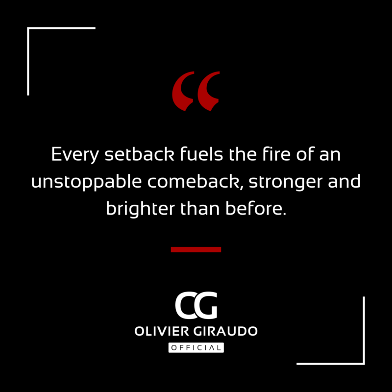 ogiraudo's tweet photo. "Every setback fuels the fire of an unstoppable comeback, stronger and brighter than before.

OG

🅠🅤🅔🅢🅣🅘🅞🅝 / 
What setback are you turning into your comeback right now, and what lesson is it pushing you to apply immediately?

#OlivierGiraudo #OlivierGiraudoOfficial https://t.co/jlFpdou738
