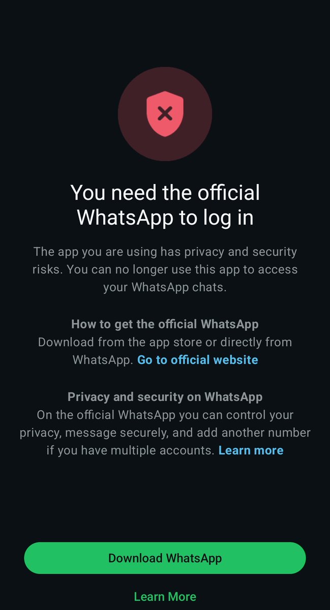 <a href="/WhatsApp/">WhatsApp</a> Hi <a href="/WhatsApp/">WhatsApp</a>, I need your urgent help! I’m already using the official app from the Play Store, but I keep getting blocked with a message saying I must install the official version. Support hasn’t responded. Please assist. Screenshots attached. Thank you