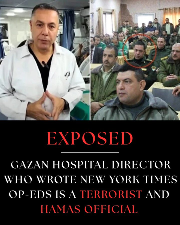 This is another opportunity to remind everyone that Hussam Abu Safiya, the “hospital director”, is a Hamas official.

Don't forget how Hamas took over Gaza and lied to everyone.