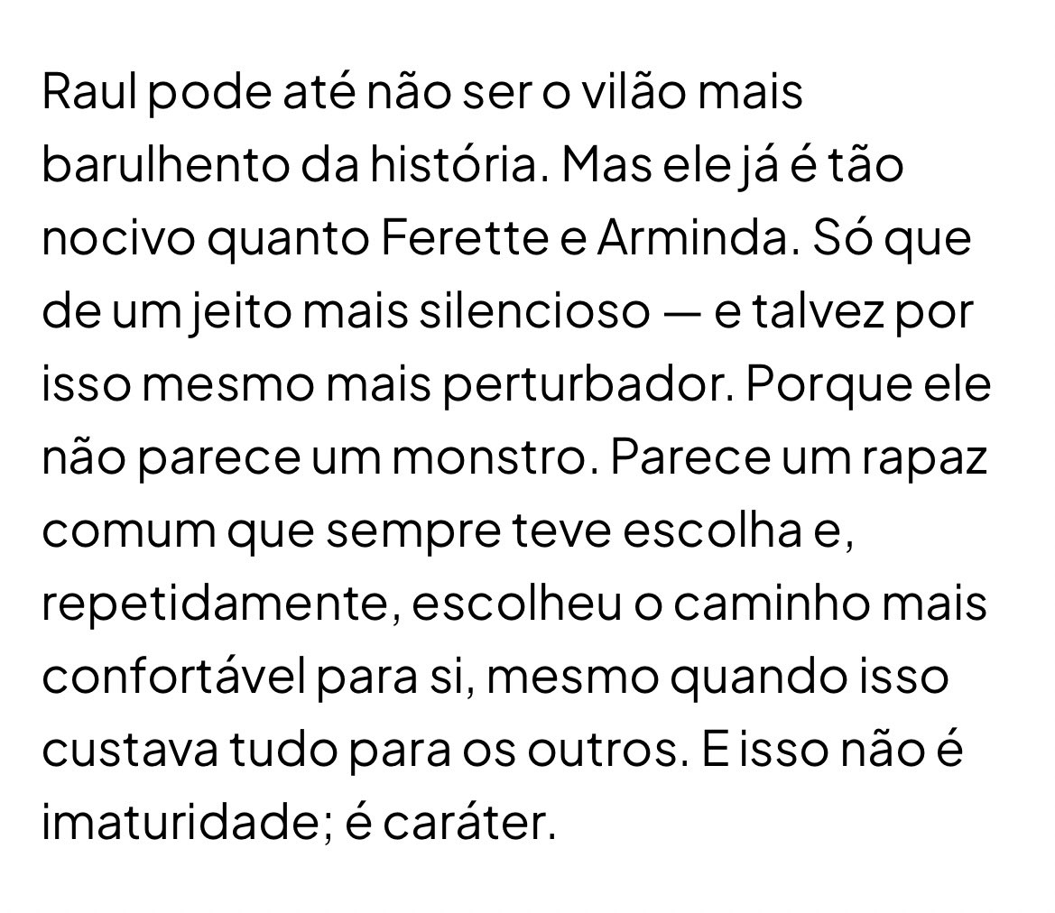 a Carla Bittencourt CANETOU nessa crítica aqui, falou exatamente tudo que a maioria do público pensa sobre o imprestável do Raul 👏🏻

#TrêsGraças