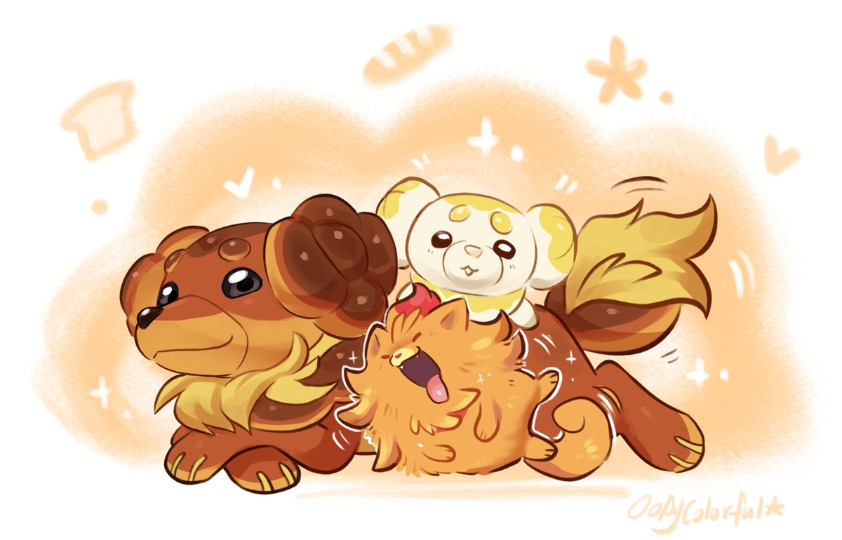 OofyColorful's tweet image. Fire puppy？I'm pretty sure Dachsbun and Pombon can make great puppy friends.And it can also make the surroundings smell very nice.😋（Because of Well-Baked Body, you know）
#Pombon  #PokemonWindsWaves