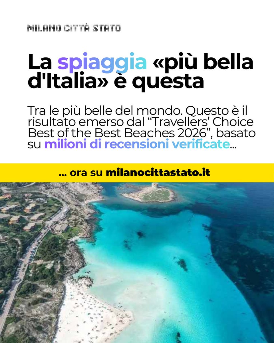 micittastato's tweet image. 🏖️ C’è anche una #spiaggia italiana nella top 10 mondiale 2026 delle più amate dai viaggiatori secondo #Tripadvisor: #LaPelosa a #Stintino, in #Sardegna.
🌍 Sul podio globale #IslaPasion (#Messico), #Elafonissi (#Grecia) e #BalosLagoon.
Ora su milanocittastato.it/news/la-spiagg… ⬇️