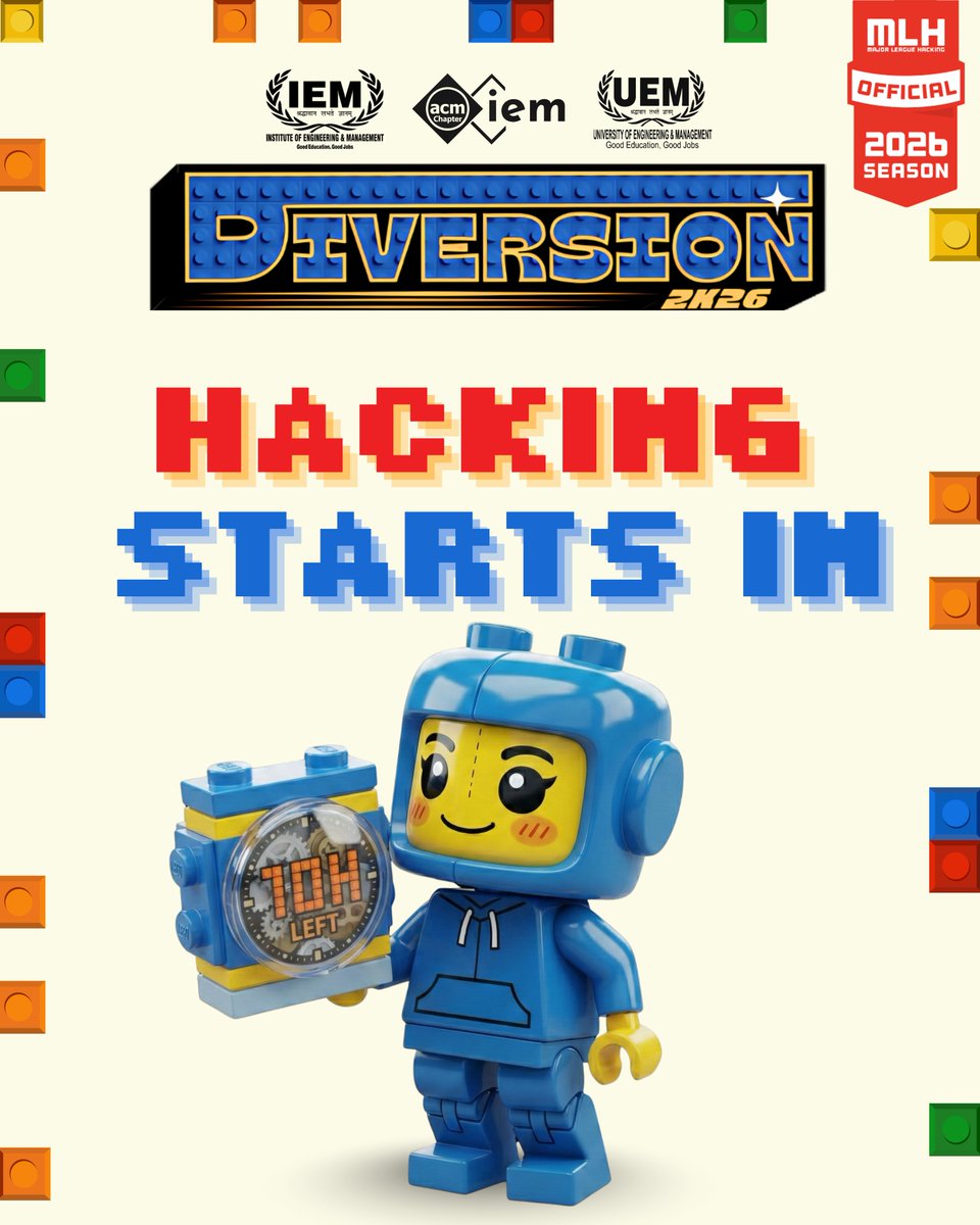 Diversion2K27's tweet photo. Hacking Starts in 10-hours.
See y'all soon
#diversion2k26 https://t.co/QqswzenvtB