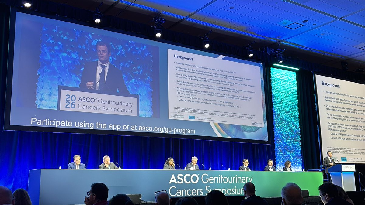 cure_today's tweet photo. About 60–80% of #BladderCancer express HER2. @ASCO #GU26

In a phase 2 study, disitamab vedotin led to responses in more than half of previously treated pts, even in HER2-low disease.

Toxicities were manageable, w/ fatigue % neuropathy most common. - @pablombarrios @DanaFarber https://t.co/KaefO8oFcq