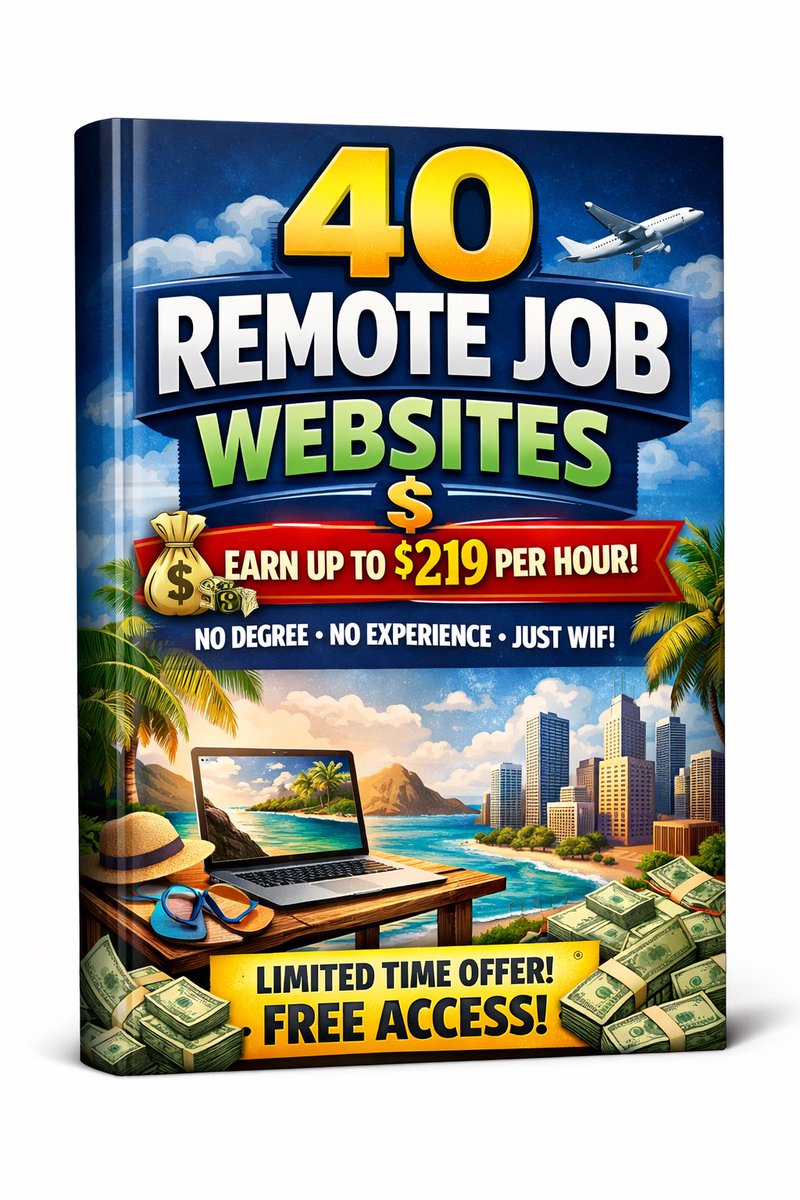 tec_sany's tweet photo. 🚨 Deleting this in 24 hours…

This book reveals 40 Remote Job Websites paying up to $219/hour 💰

No degree.
No experience.
Just WiFi.

I got access — and I’m giving it away FREE for 24 Hours.

Want it?

1️⃣ Like ❤️
2️⃣ Retweet 🔁
3️⃣ Reply “REMOTE” https://t.co/jlVnREA6Uo