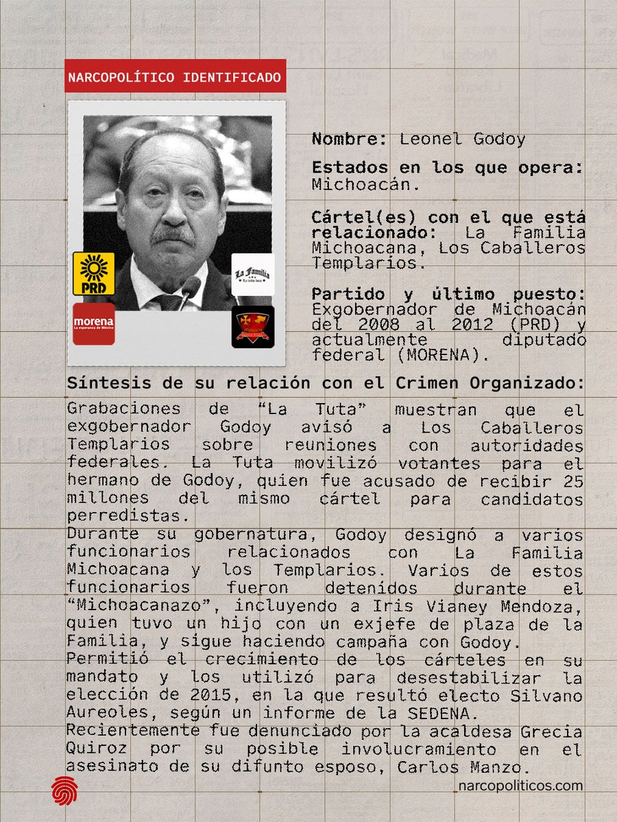 🧵La narcohistoria de Godoy, exgobernador de Michoacán  del 2008 al 2012 (PRD) y actual diputado federal (Morena) es amplia. 

Este es uno de los perfiles más largos que hemos investigado por la cantidad de vínculos que lo conectan con el crimen organizado.