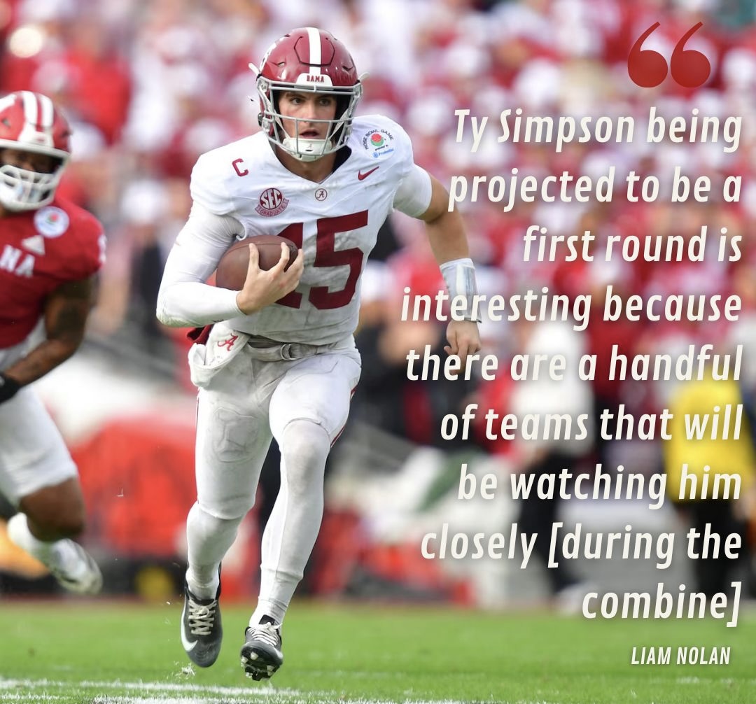 The_Hard_C0unt's tweet photo. Alabama’s Ty Simpson was one of the last from the Saban Era and had an up-and-down year. After the upset loss to Florida State to open the year, he led the Tide to an 8-game win streak, passing for 19 touchdowns and just one interception. Will Ty Simpson be a first-round pick? https://t.co/ugPQfR57EG