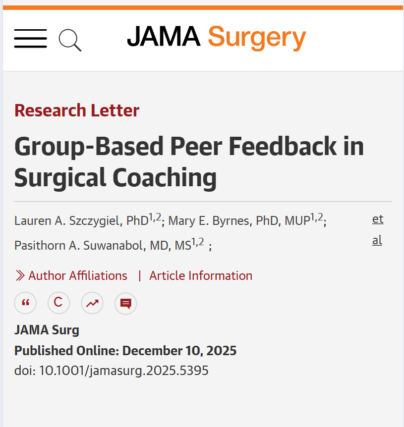 JAMASurgery's tweet photo. In a group coaching model, alternating coach and coachee roles among surgeons promoted vulnerability and collective improvement in #Surgery. https://t.co/ieXnNQtajs https://t.co/tQh33vyN7l
