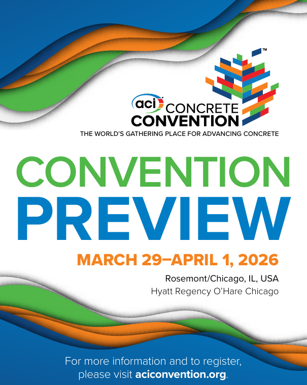 ConcreteACI's tweet photo. Are you attending the upcoming Spring ACI Concrete Convention in Rosemont, Illinois?! Download the Convention Preview to get a sneak peek at what you can expect.🎉
The #ACIConvention Includes:
👉 300+ Committee Meetings: You have the opportunity to help develop the codes, standards, and technical documents used in the concrete industry when you attend any of the 300+ committee meetings. Meetings are open to all registered attendees!
👉 60+ Sessions: Attend a rich lineup of technical and educational sessions, featuring industry-leading research, case studies, and expert-led discussions on the latest trends and innovations in concrete materials, design, and construction. Earn Continuing Education Units (CEUs) & Professional Development Hours (PDHs).
👉 Networking Events: The Convention offers numerous networking events where you can expect to meet with many of the industry’s top engineers, architects, contractors, educators, manufacturers, and material representatives from around the world and make lasting connections.
👉 Student & Young Professional Events: Competitions and special networking events offer young attendees the chance to gain experience, showcase their skills, and explore career paths. The Convention is an ideal environment to build relationships and find mentors within the ACI community.
➡️ View the schedule, special events, hotel info, registration info, and more! Download the convention preview here: https://t.co/3Gy0f5QB3A