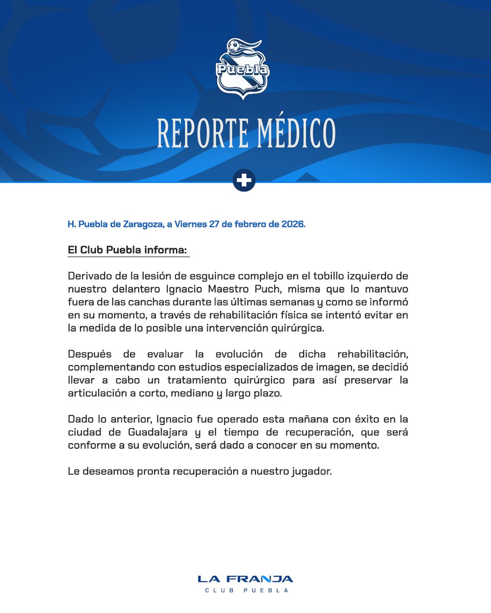 Comunicado oficial sobre nuestro jugador Ignacio Maestro Puch 🔵