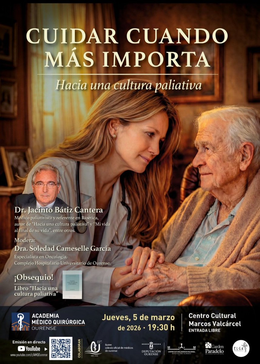 AMQ_Ou's tweet photo. 🤝Contamos contigo para comprender qué son los cuidados paliativos, conocer su valor y desmontar ideas erróneas que aún los rodean.
@CCulturalOu🗓 5 Marzo 🕖 19.30 
🎤 @JBtiz 
👥 @soledadcgarcia1
Por si no puedes acompañarnos
🔗https://t.co/heKPbpcHuG https://t.co/MVyh03X4WI