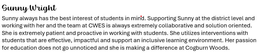 FCSSuptLooney's tweet photo. Each month team members have the opportunity to nominate a coworker for The FCS Power Player Champion Award. This month there are 10 nominees one winner is selected each month. Please read about nominee #5: https://t.co/VLHguF1rf7