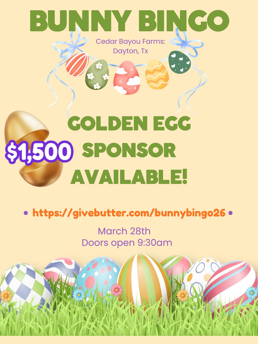 🎉 Sponsor Spotlight: Golden Egg Sponsor Still Available! 🐰✨ Support Bridgehaven Children's Advocacy Center—reserve now! 👉 givebutter.com/bunnybingo26