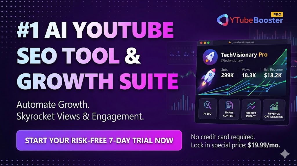 Most YouTube creators are still manual-tuning their SEO and "guessing" what will rank. At YTubeBooster PRO, they have built the AI command center to take the guesswork out of the equation.   Try it for free (7 Days): ytubeboosterpro.app  #YouTubeGrowth #AITools