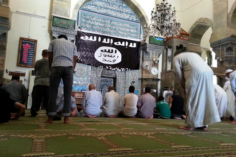 AstuteGaba's tweet photo. โช๏ธPraying before an IS banner in a Mosul Mosque
Without Lies, Islam Dies .
#Islam #Islamists #Israel #Pakistan #Islaminaction #ISIS #RahulGandhi #Afghanistan #IranMassacre #Iran #Hijab #Islamiclies #Quran #Jews #karachi #FundaoLupo #Temblor #ROSร #London #PakistanArmy #Prada https://t.co/GzdfgHG1C0