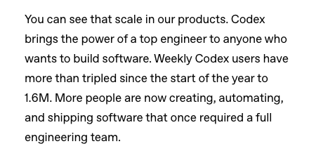 Codex weekly users excerpt