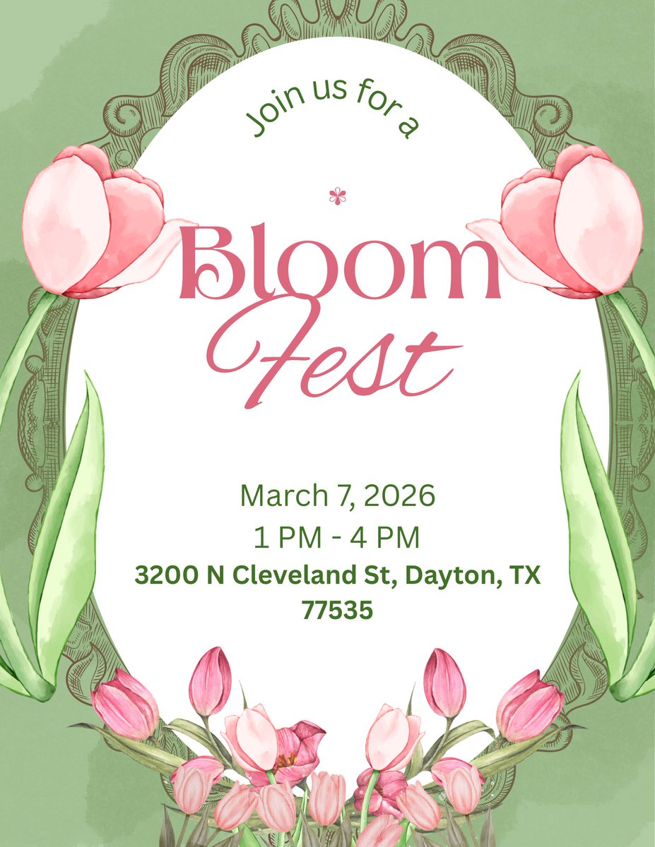 Join us at BLOOM FEST 🌼 by Dayton ISD High School FCCLA! Support local vendors, family fun, &amp; Bridgehaven CAC 💙 #BloomFest #DaytonTX #SupportLocal #FCCLA #BridgehavenCAC #CommunityStrong