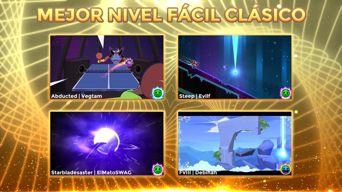 Y tu a cual le vas en la categoría de mejor nivel fácil clásico? (easy-hard)
YA MAÑANA son los GD Awards Hispanos! 🏆

Si no has votado, hazlo ahora!
forms.gle/421HCeSpuK4e32…