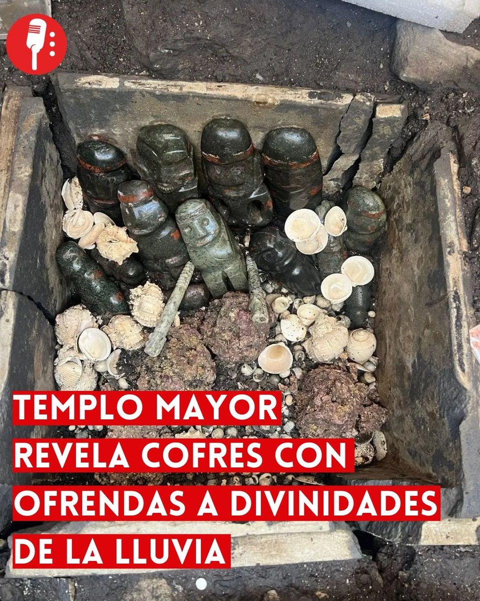 ReporterosMX_'s tweet photo. ⭕ OJO | TEMPLO MAYOR REVELA COFRES CON OFRENDAS A DIVINIDADES DE LA LLUVIA

El hallazgo del contenido de tres cofres de piedra tepetlacalli, identificados como ofrendas 186, 187 y 189 en el Templo Mayor, sorprendió a los investigadores por su riqueza y simbolismo, al ser considerados “verdaderos tesoros”, informó el arqueólogo Leonardo López Luján, responsable del Proyecto Templo Mayor (PTM).
https://t.co/kadlVxqcoe