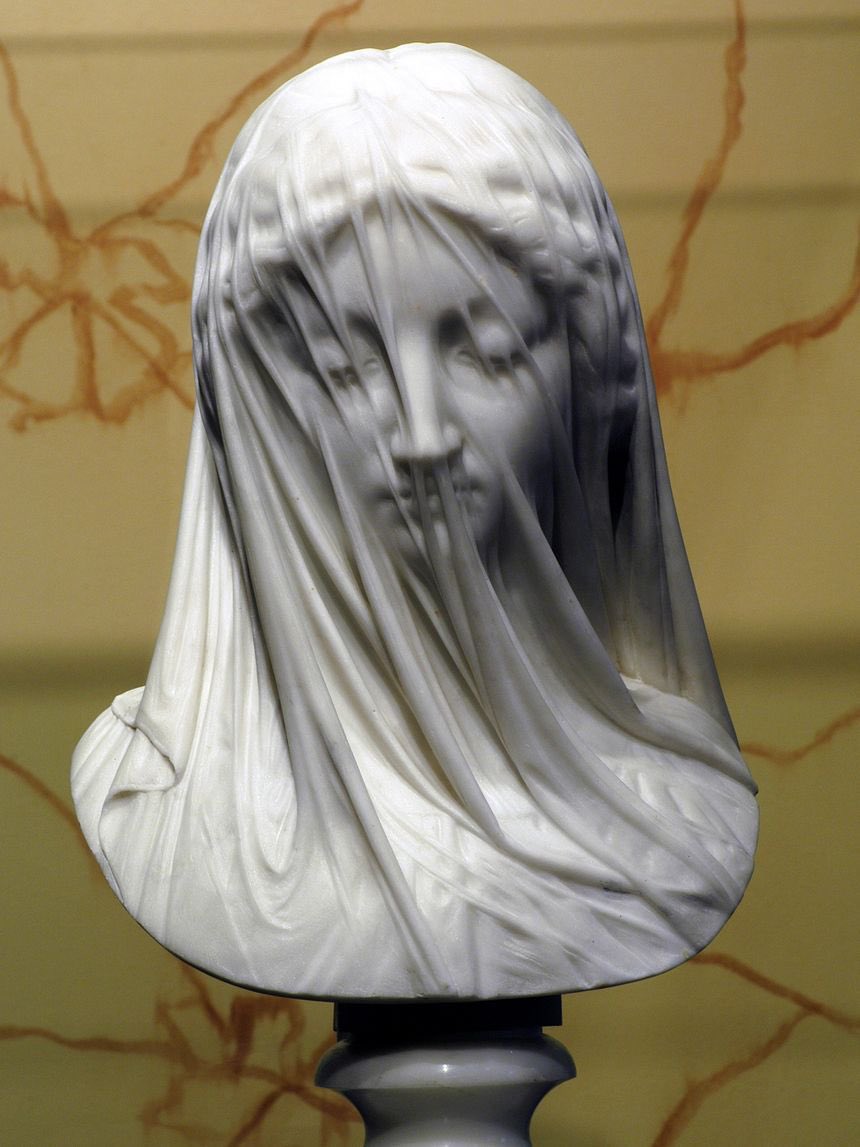 Voici l'une des plus belles sculptures de tous les temps :      

La Vierge voilée est un buste en marbre sculpté au milieu du XIXe siècle par Giovanni Strazza.