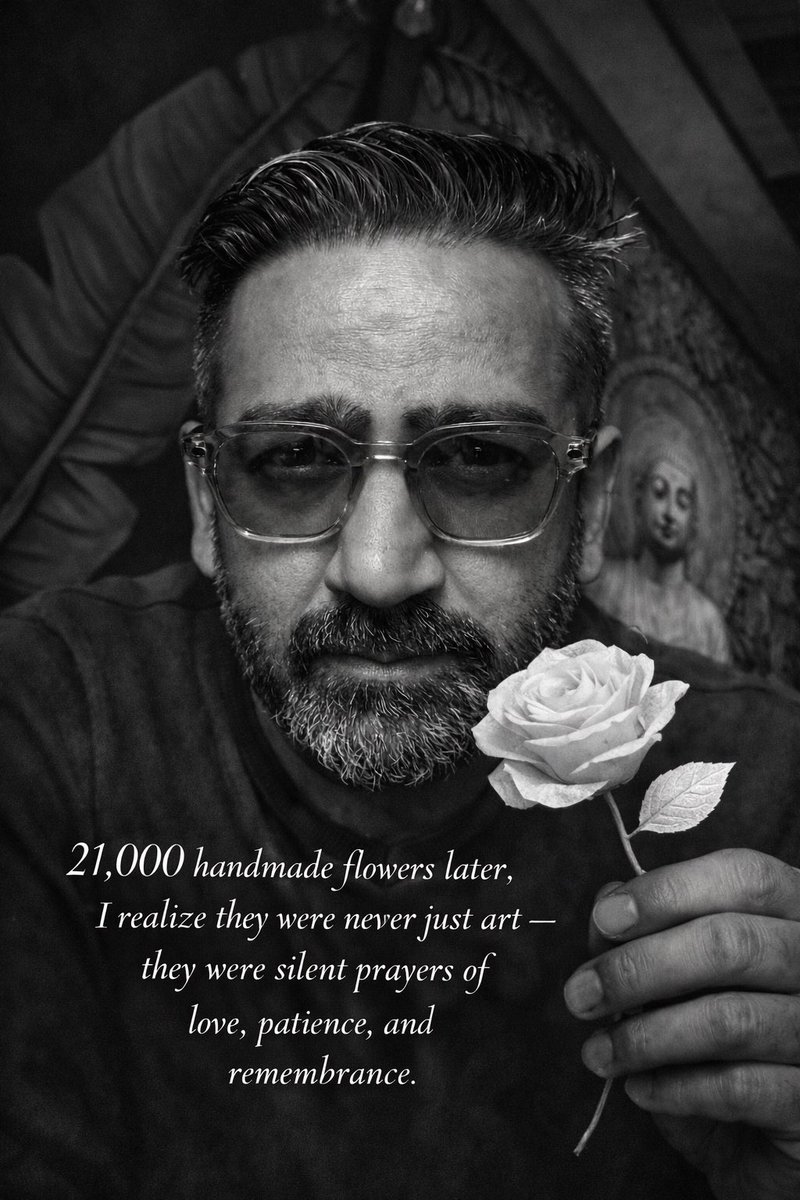 21,000 handmade flowers later.. I realize they were never just art.. they were silent prayers of love, patience &amp; remembrance! #FlowerMan #Origami #21000roses