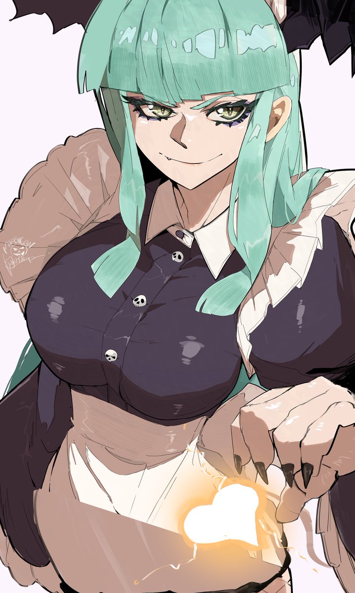 #Darkstalkers
去年描いたメイドモリガンの加筆しました。