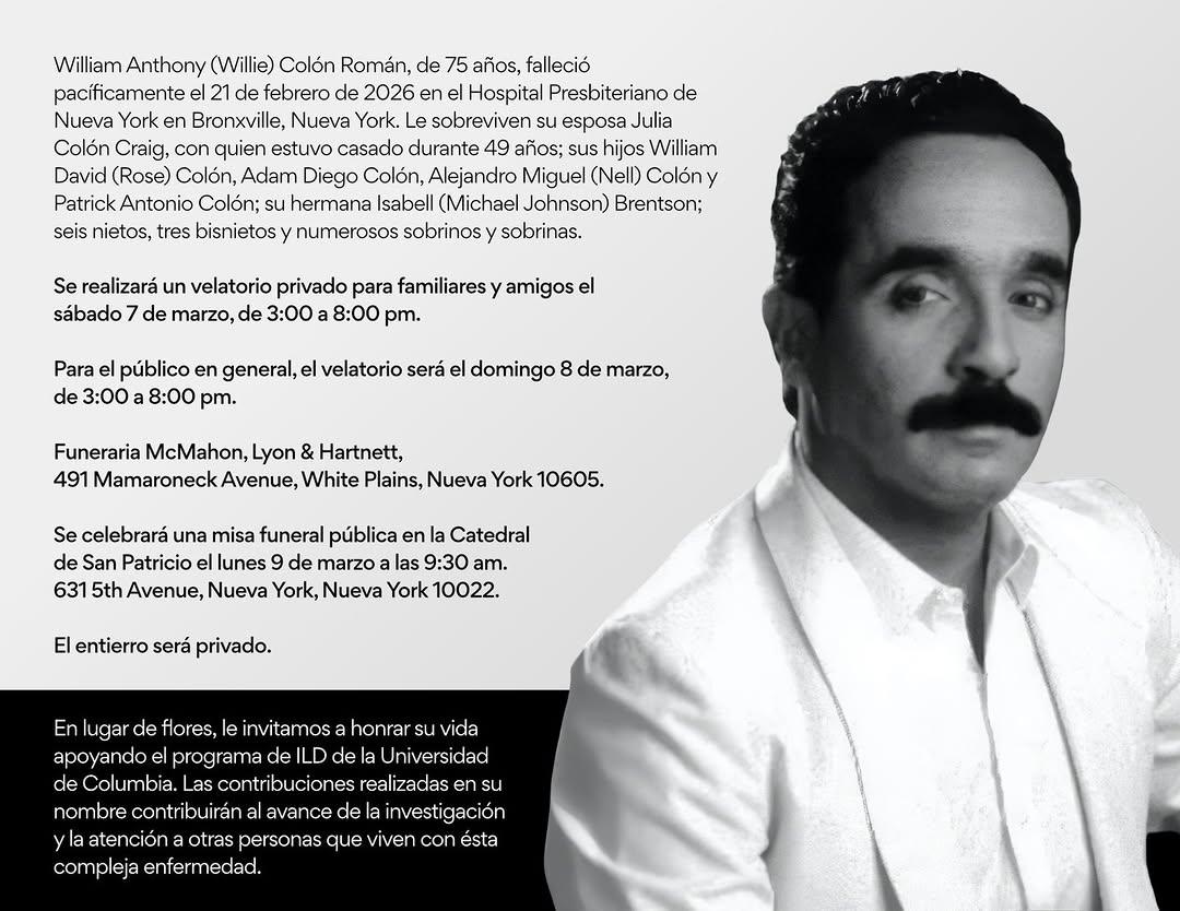 Sobre las exequias de Willie Colón.