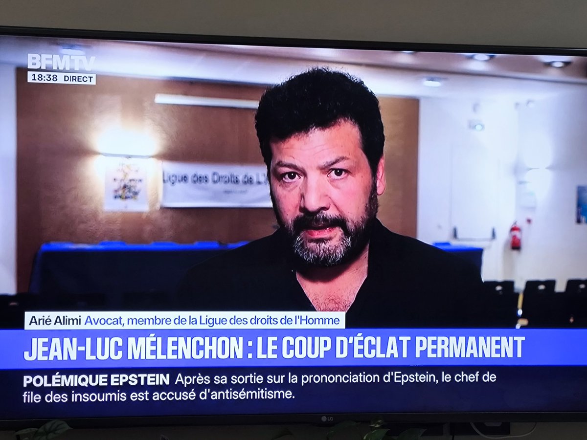 GilbertCollard's tweet photo. Sur BFMTV, Arié Alimi, de la LDH, condamne les propos de Mélenchon et dit réfléchir à un dépôt de plainte. Quand il s'agit d'une crèche dans une mairie, il est beaucoup plus rapide ! https://t.co/X1RcGEkjl8