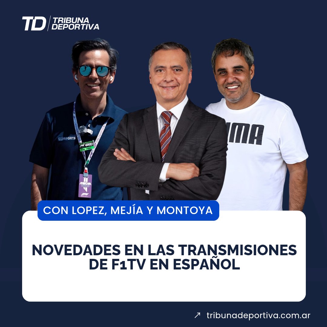 🚨 #F1 | Novedades en las transmisiones

​🎙️ F1TV producirá desde CDMX la señal en español para AppleTV, con narración de Chacho López.

🏁 En pista, se unirían Diego Mejía y Juan Pablo Montoya.

​🌎 Entendemos que este feed será el oficial que se emitirá en F1TV a nivel global.
