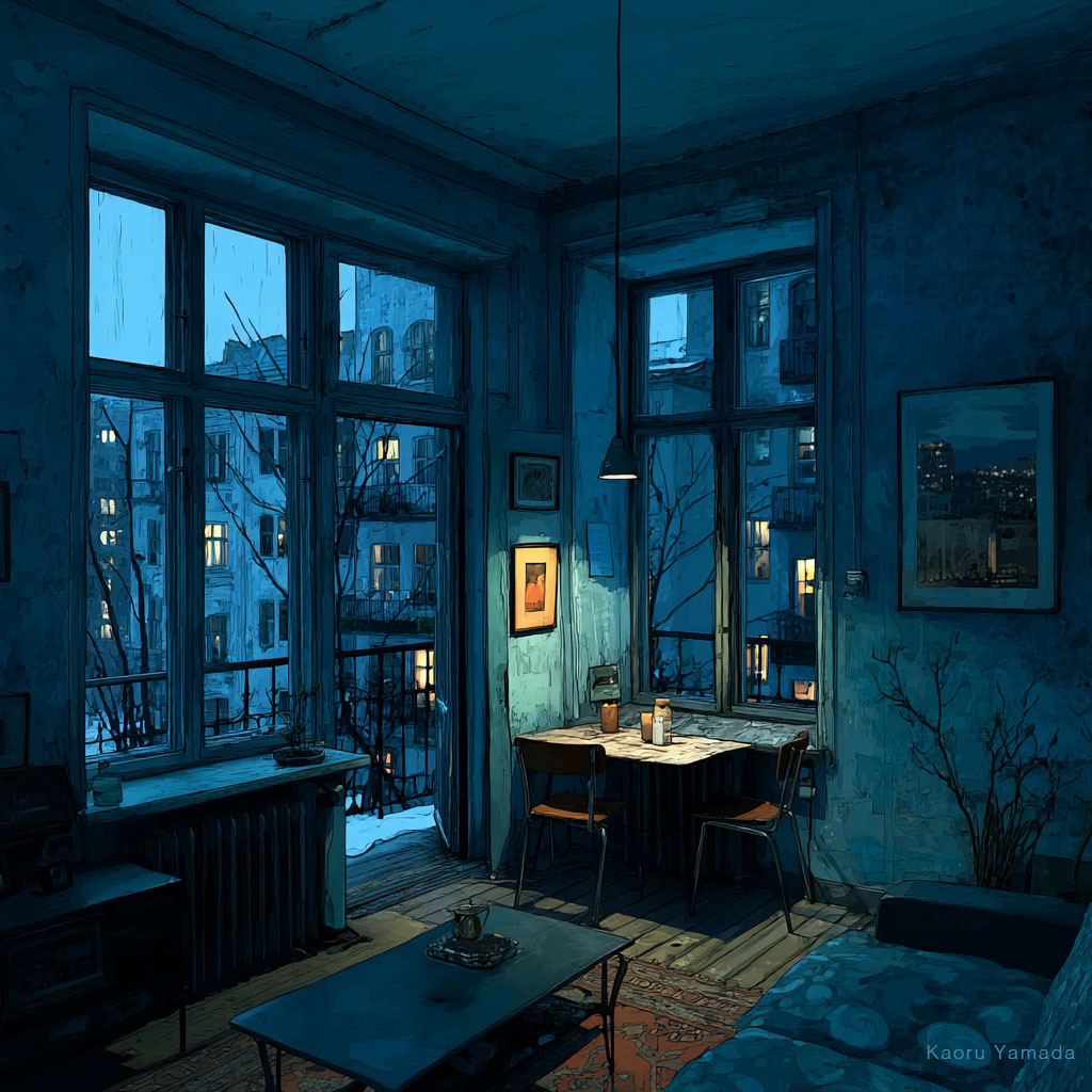 Contempler le ciel
Quand le crépuscule vient
Allumer des lampes

#haïku #poésie

(Illustration de <a href="/kaoru_creation/">山田カオル｜描き&書き</a>)